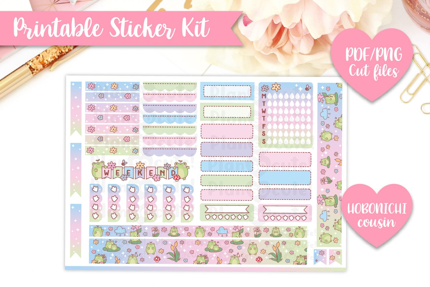 Frog Printable Planner Sticker Kit view 3