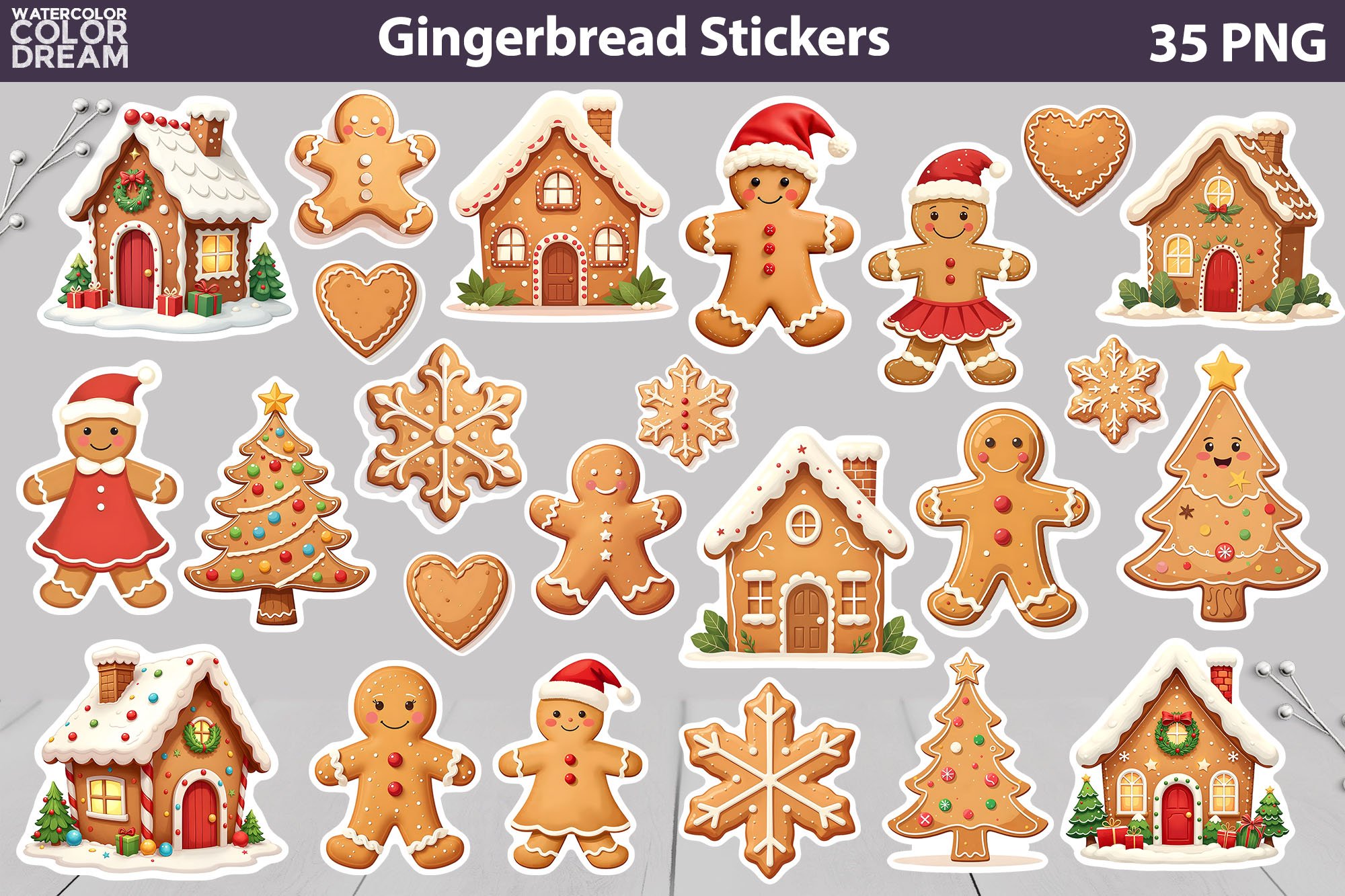 Gingerbread Cookies Sticker Bundle | Gingerbread Men Sticker