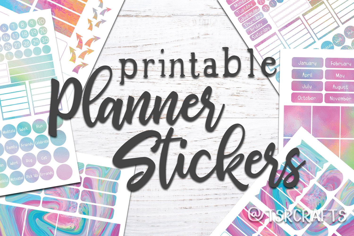 Functional Planner Stickers Rainbow colored stickers