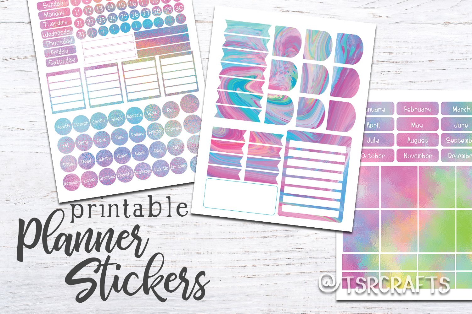 Functional Planner Stickers Rainbow colored stickers view 3