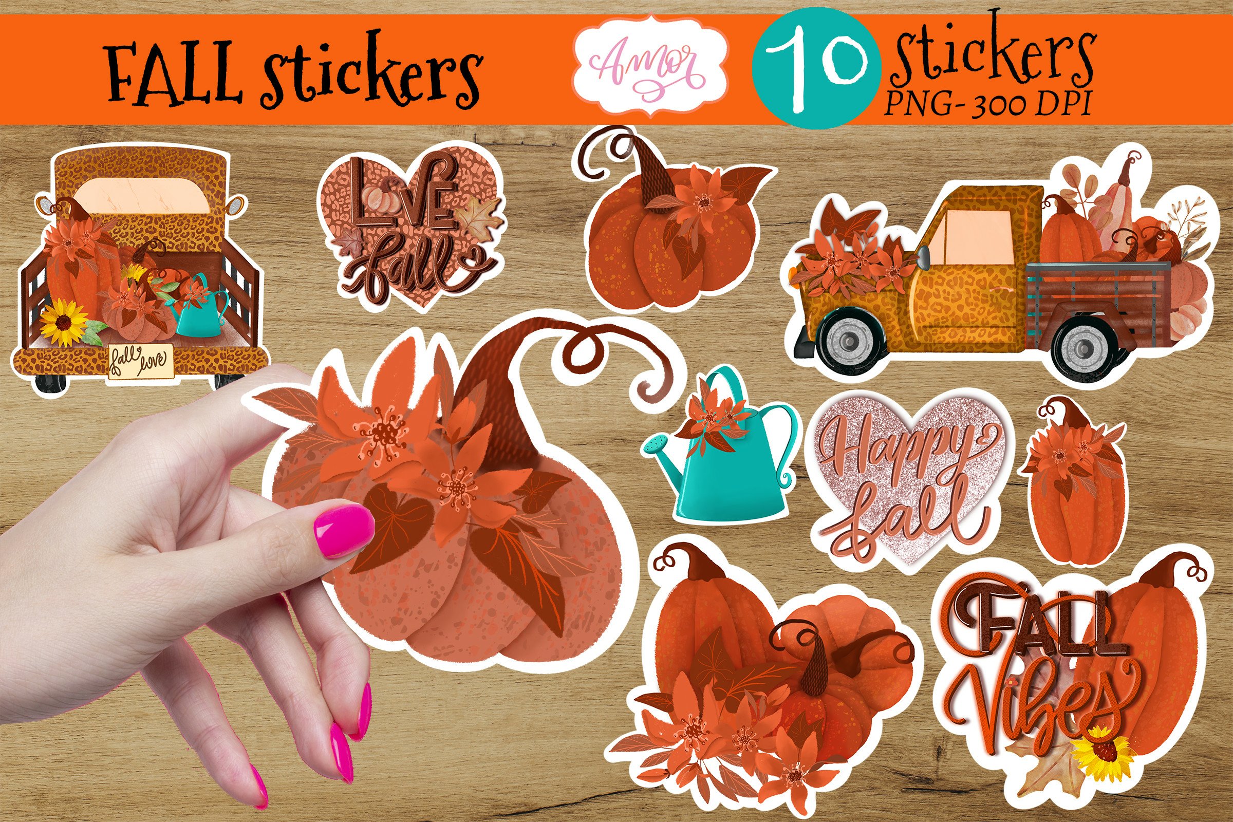 Fall stickers for print then cut on Cricut | Printable PNG