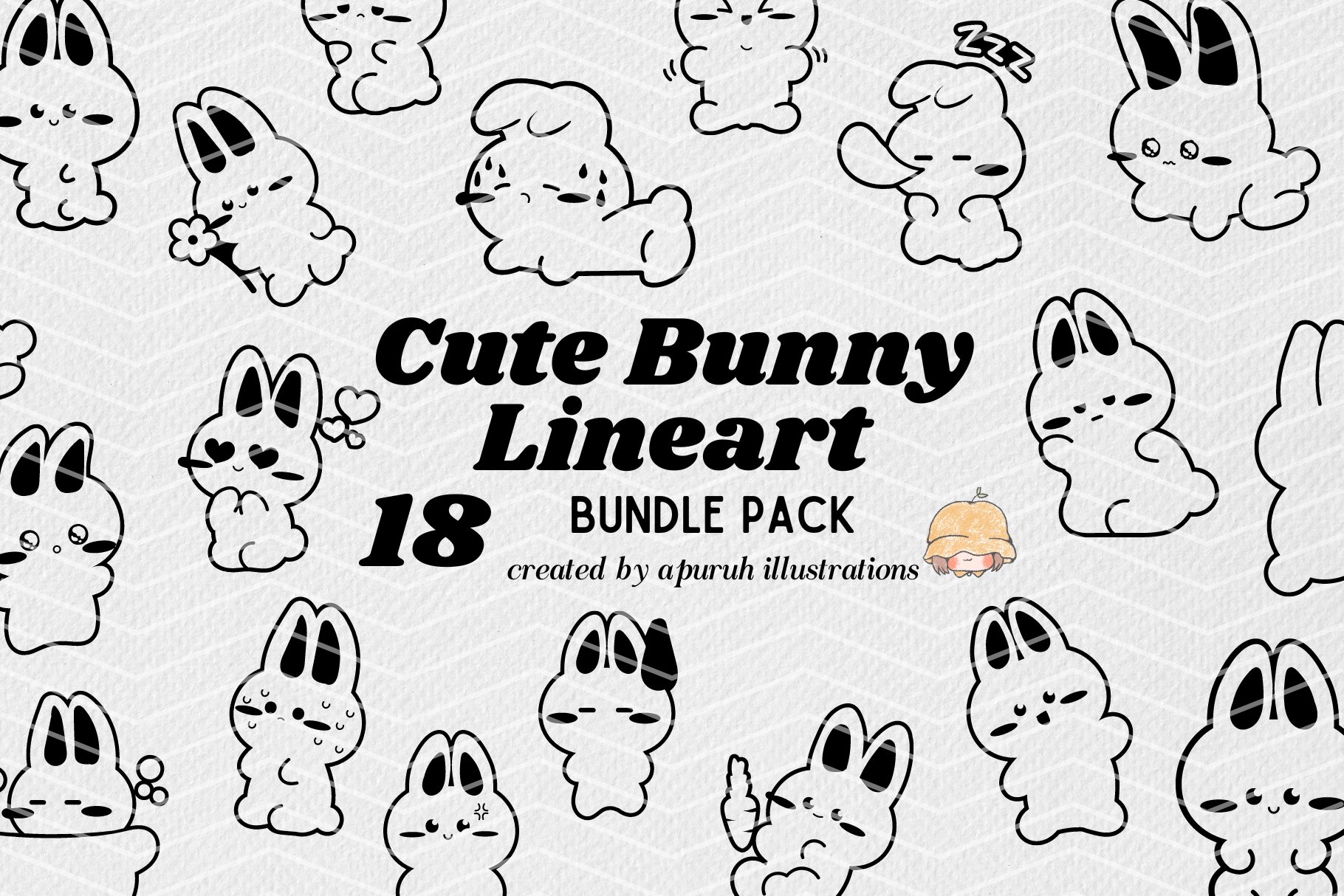 Cute Bunny Lineart Clipart
