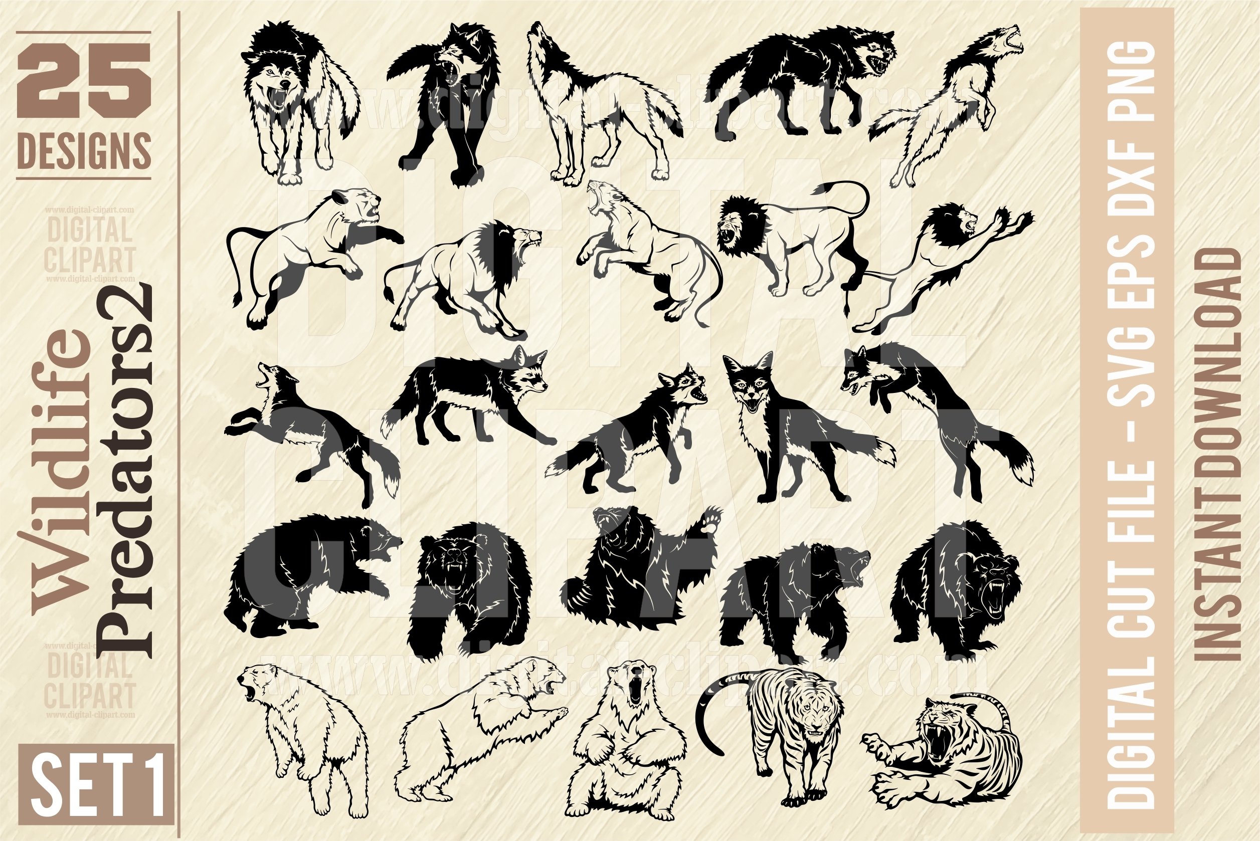 Wildlife Predators SVG - BUNDLE 25 Designs Set 1 view 2
