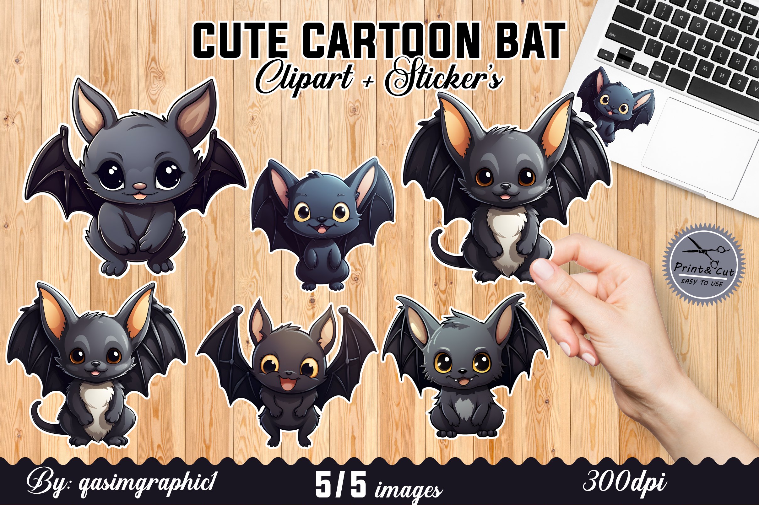 Cute Cartoon Bat Kawaii Stickers, Bat Stickers