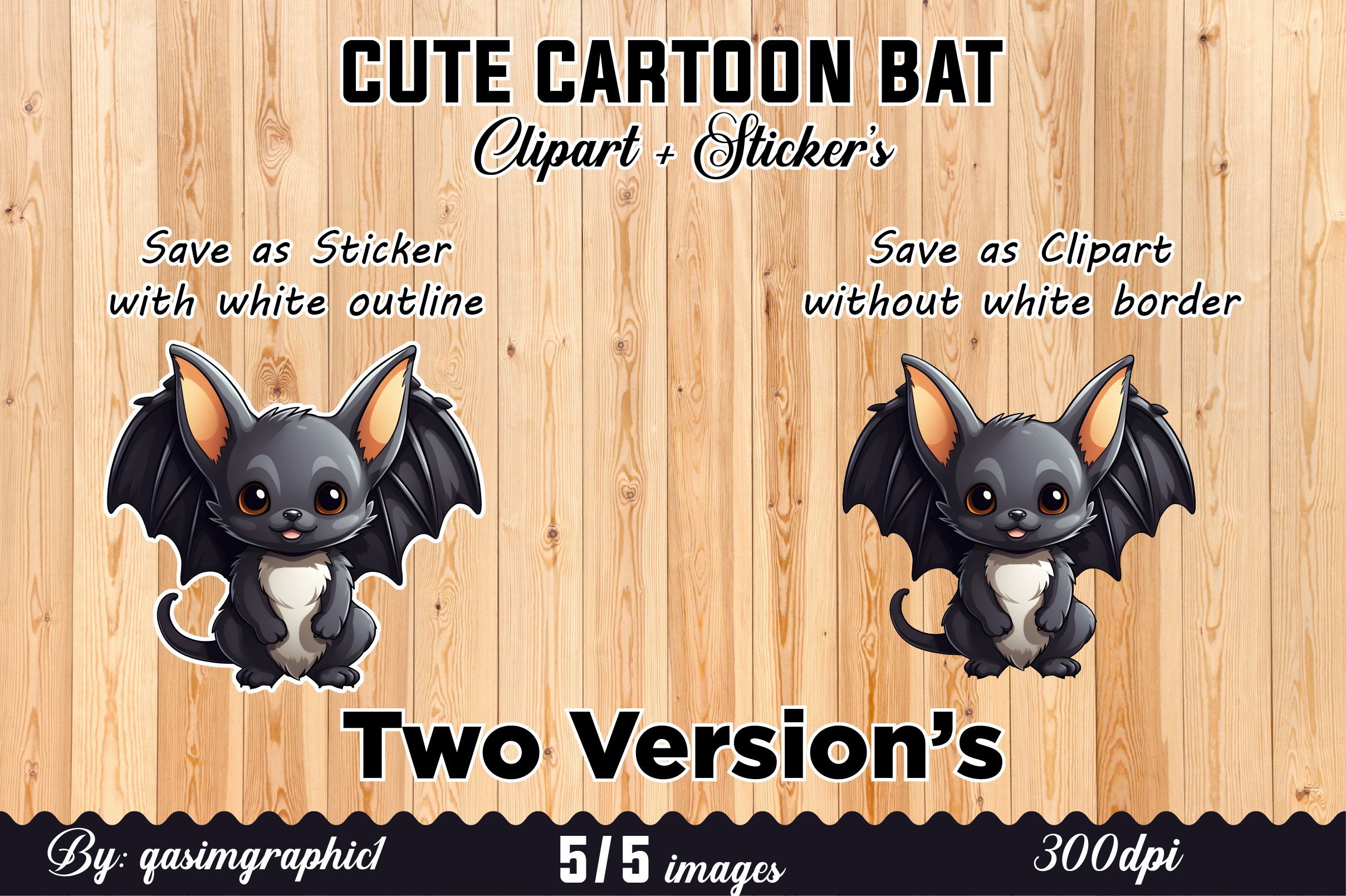 Cute Cartoon Bat Kawaii Stickers, Bat Stickers view 2