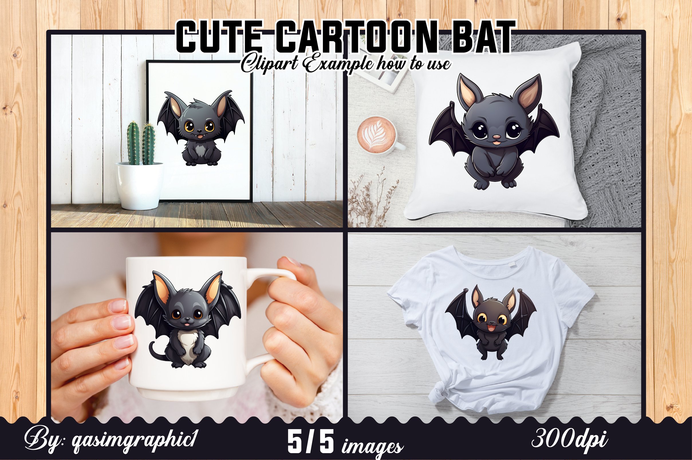 Cute Cartoon Bat Kawaii Stickers, Bat Stickers view 3