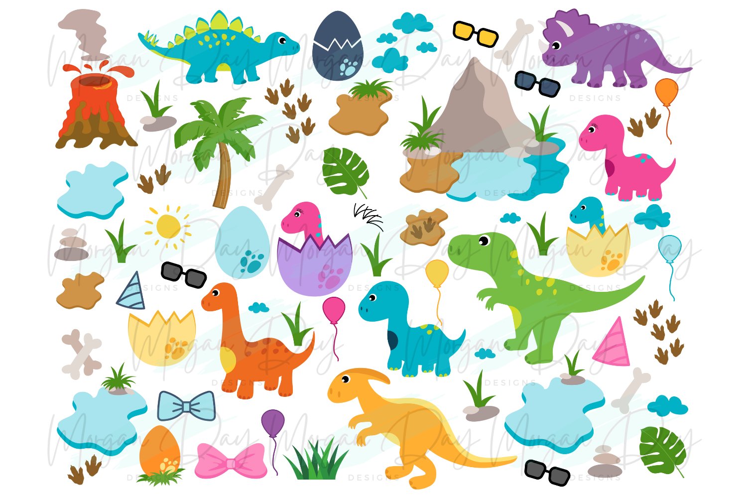 Dinosaur SVG Bundle, Dinosaur Clipart, Dino PNG Bundle view 2