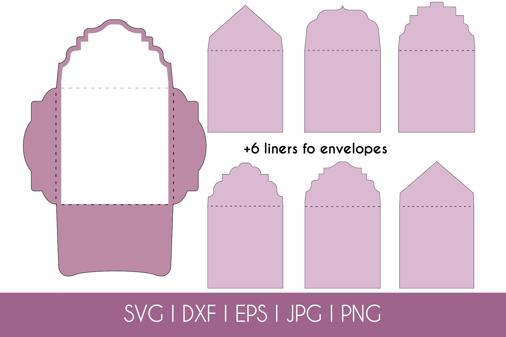 Set 6 square envelopes 6.5x 6.5 in for 6x6 cards SVG DXF EPS view 3