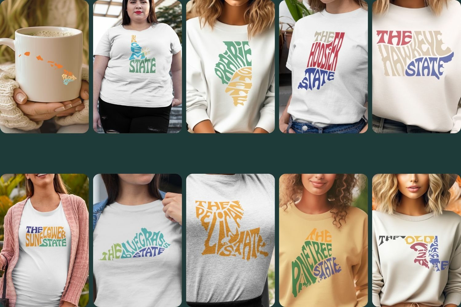 50 States Nickname Cut Files | USA Word Art Bundle view 3