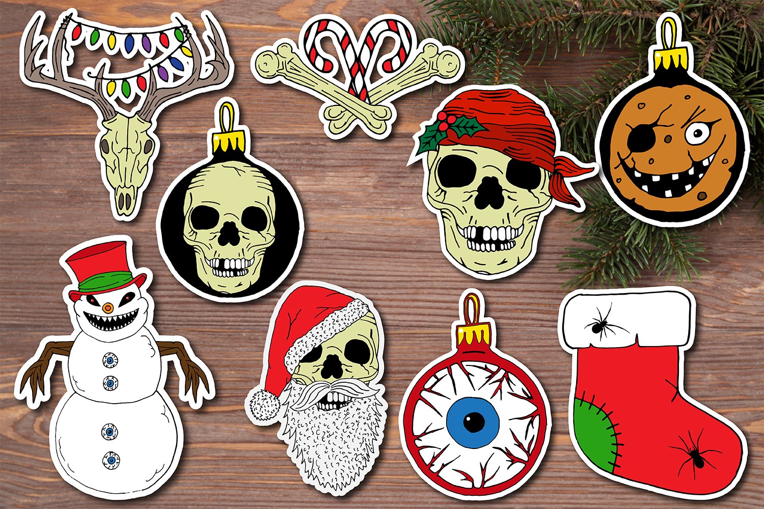 Creepy Evil Christmas Holidays Digital Stickers Bundle view 2