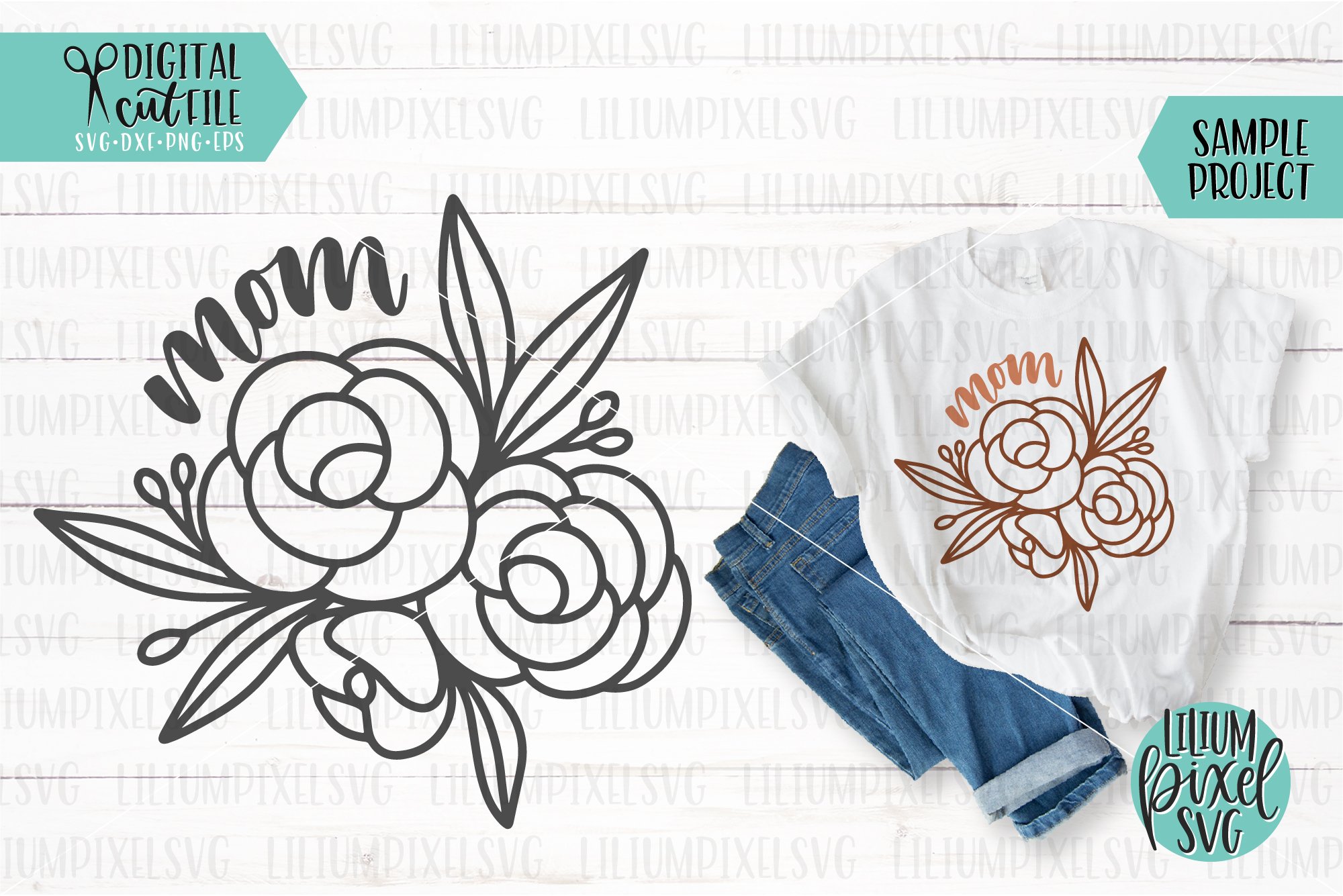 Mothers Day SVG, Mom Flower Bouquet Mini Bundle view 3