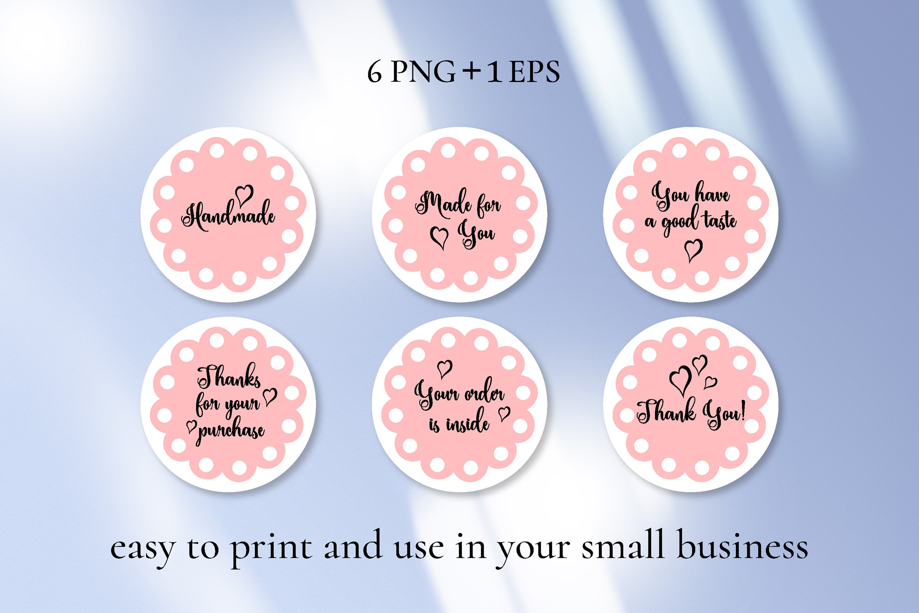 Cute Business Stickers Pack | PNG Handmade | Thank You label view 2