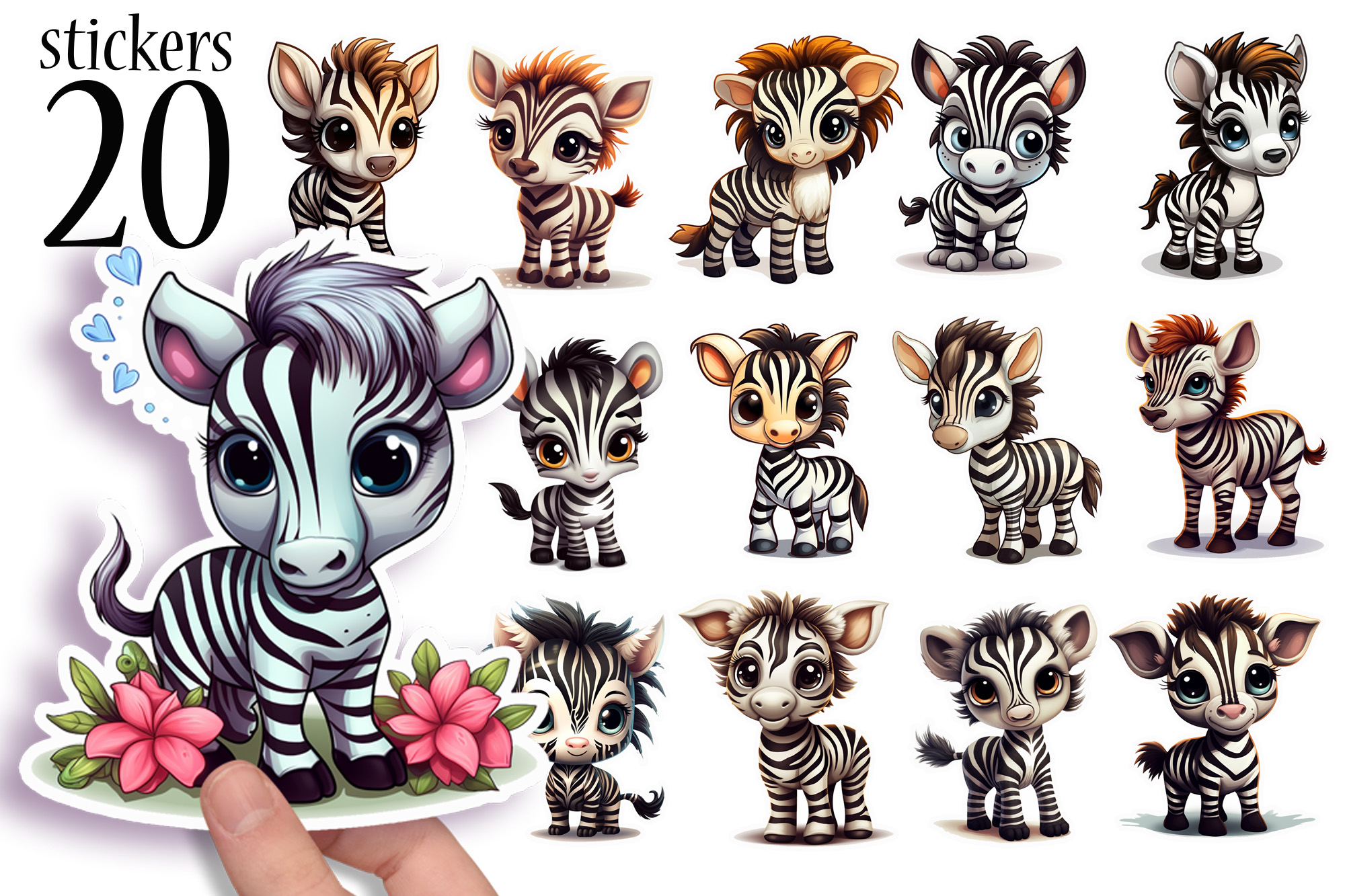 Cute Safari Animal Stickers Baby Zebra Printables