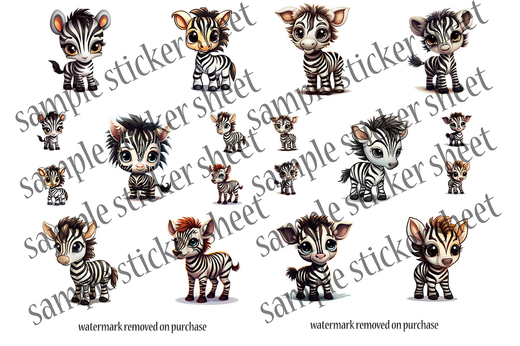 Cute Safari Animal Stickers Baby Zebra Printables view 2