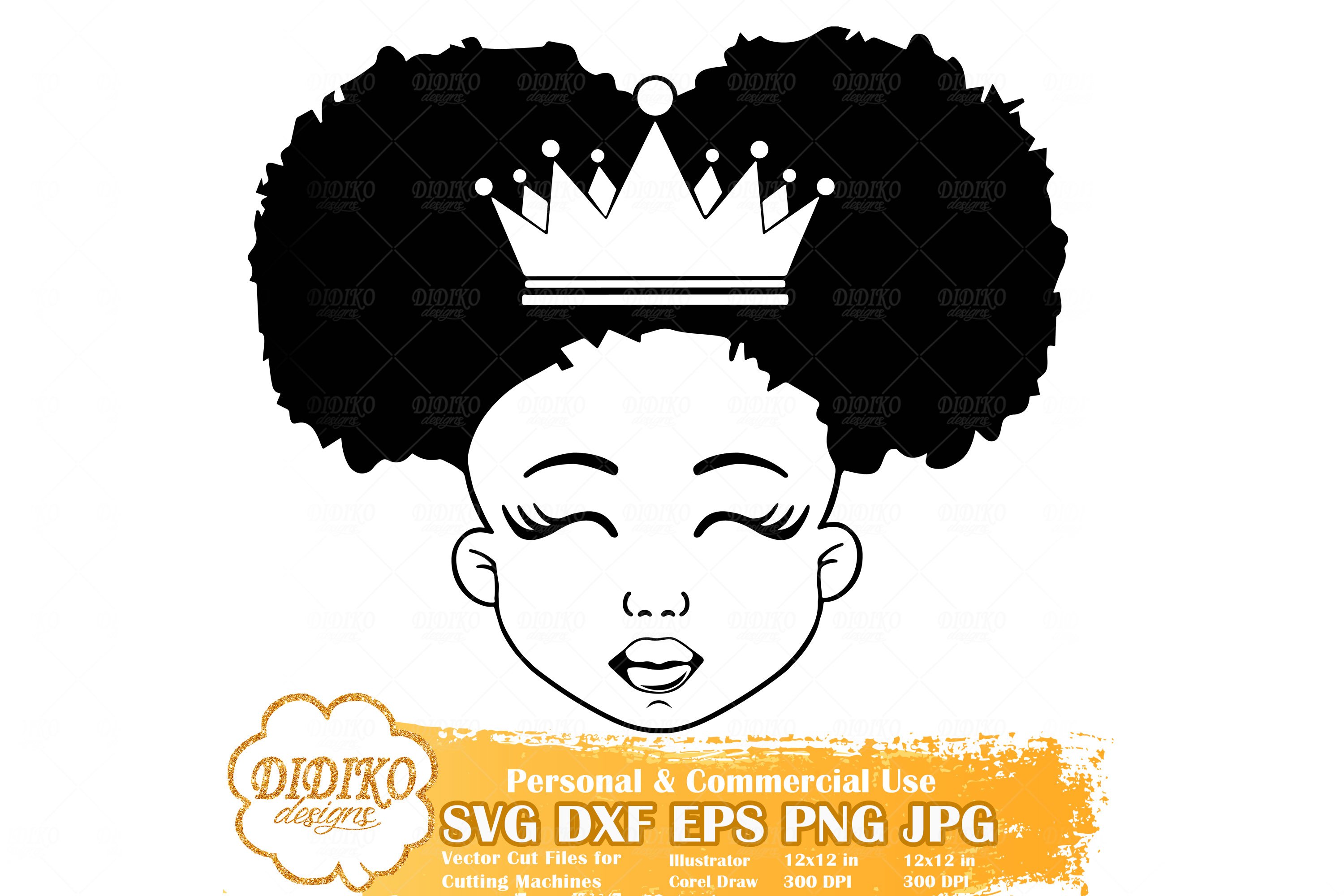 Black Girl Bundle SVG | Black Princess SVG | Silhouette SVG view 2