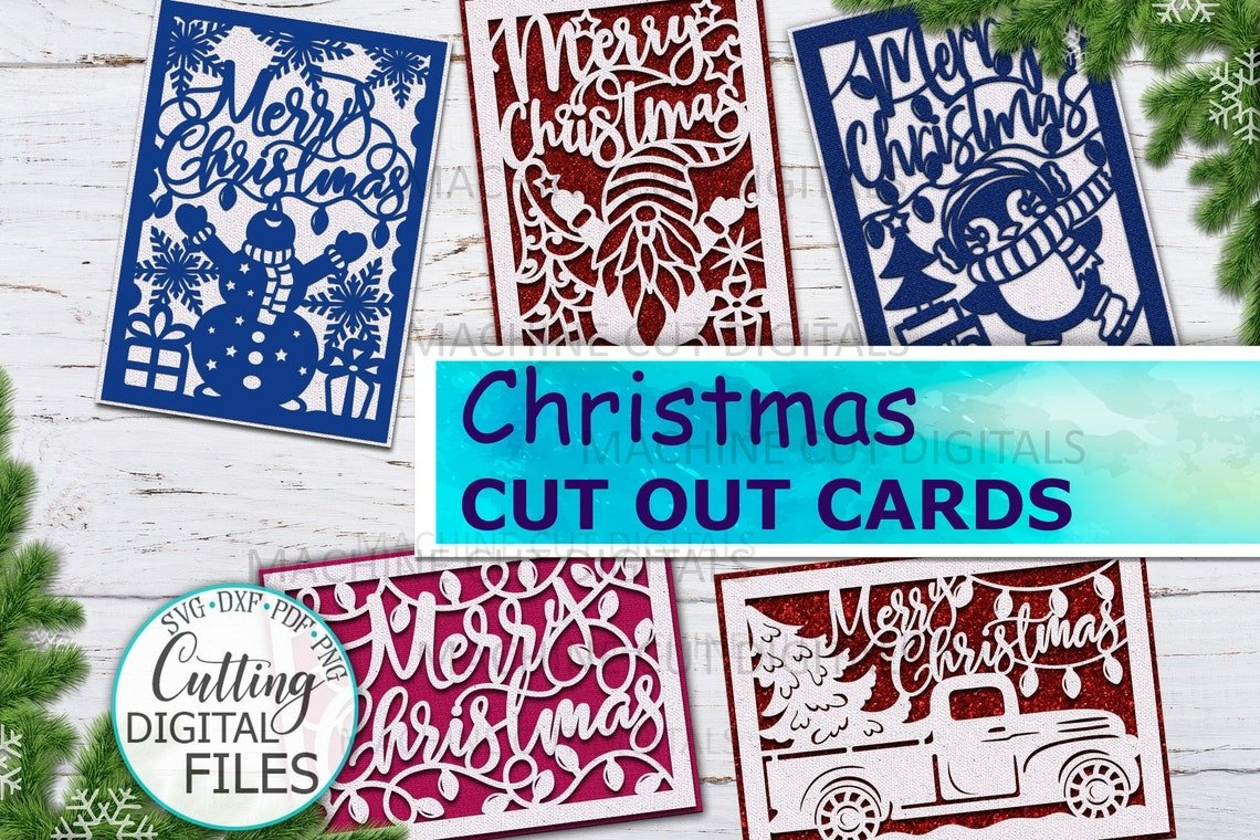 Christmas cut out card bundle svg dxf plotter laser cut file view 2