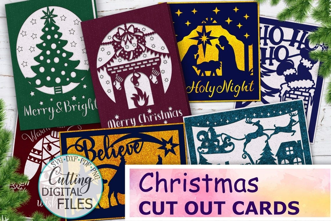 Christmas cut out card bundle svg dxf plotter laser cut file view 3