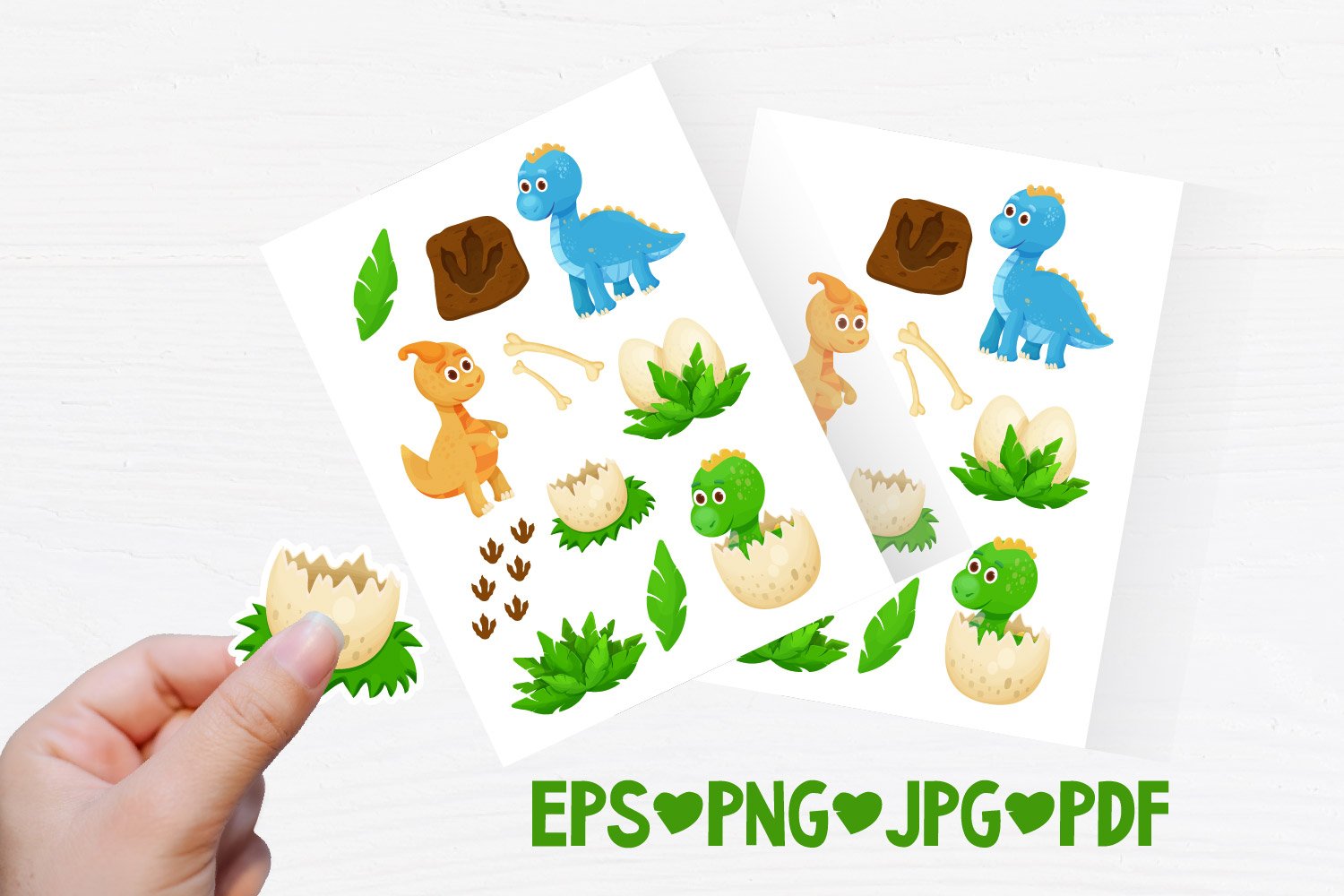 Dinosaur BABY Printable stickers PDF PNG view 3