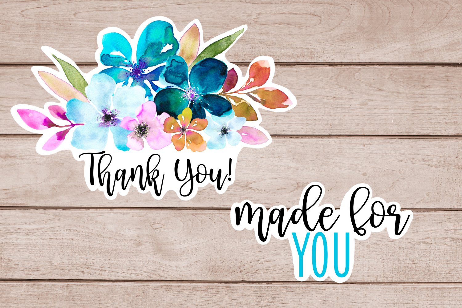Business and Packaging Stickers Bundle - Teal Flowers view 3