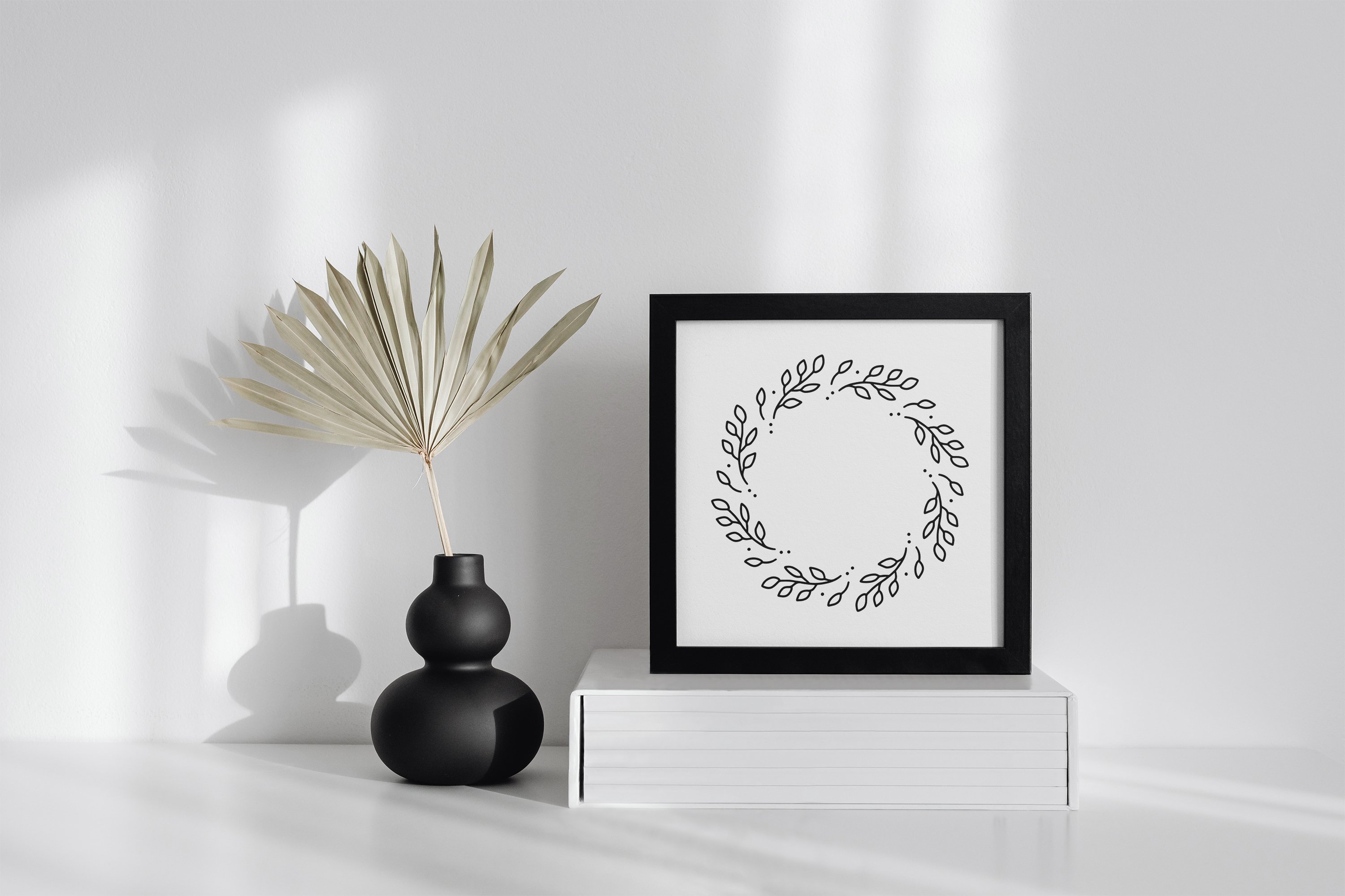 Hand drawn floral wreaths. Monogram frame bundle view 3