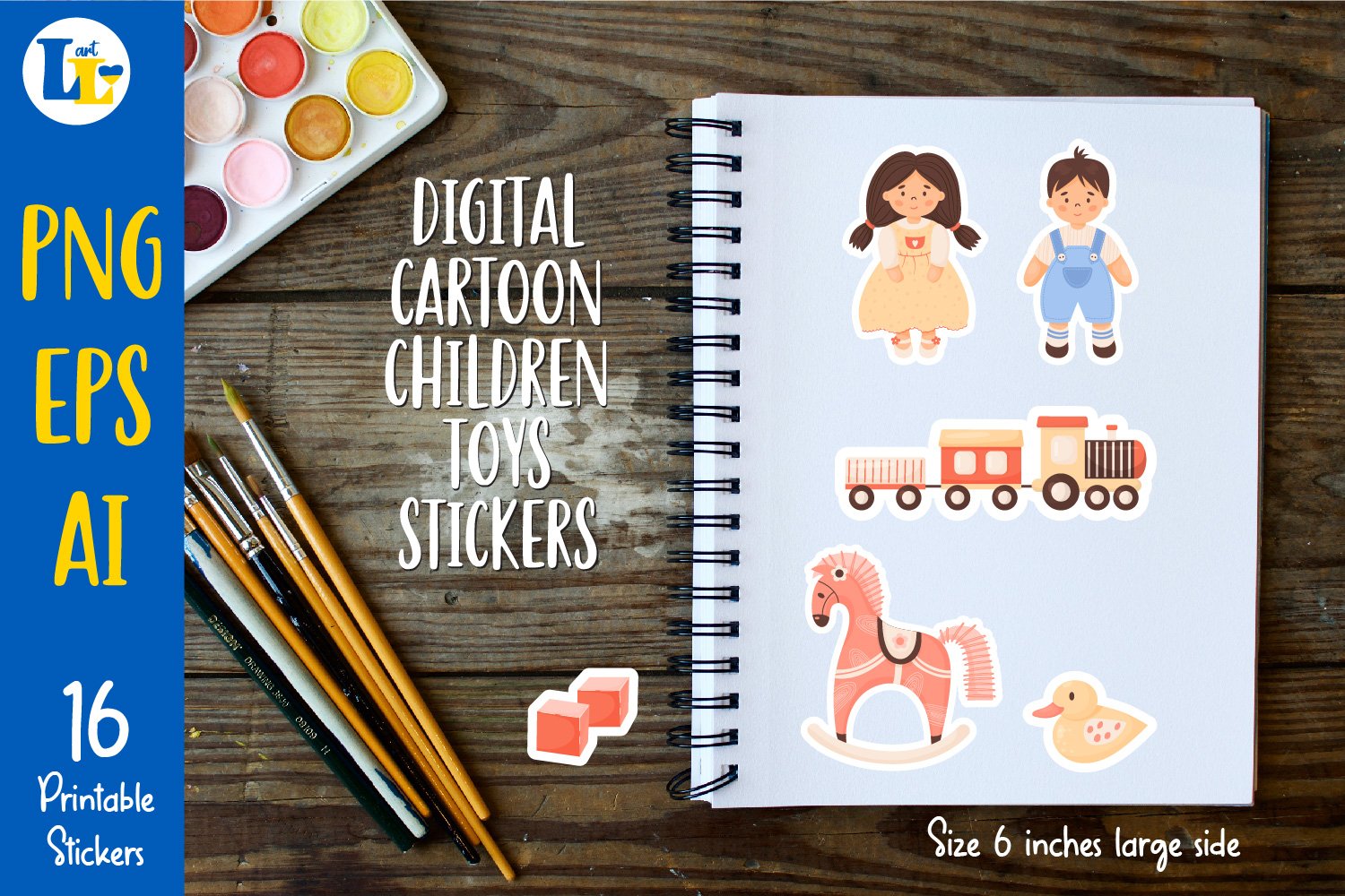 Printable stickers Cute children toys, doll, plush toys view 2