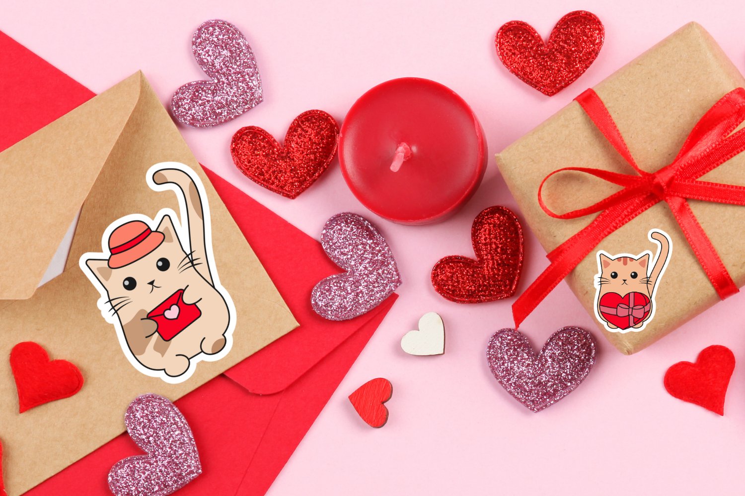 Valentine Cat Sticker Bundle , Cat Stickers , Valentines view 3