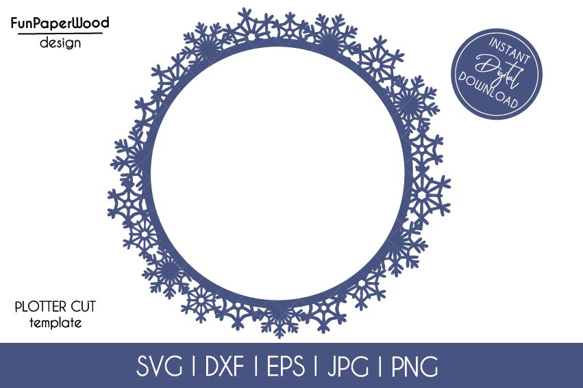 30 Christmas Snowflake Wreath SVG DXF Cricut ShilhouetTE view 2