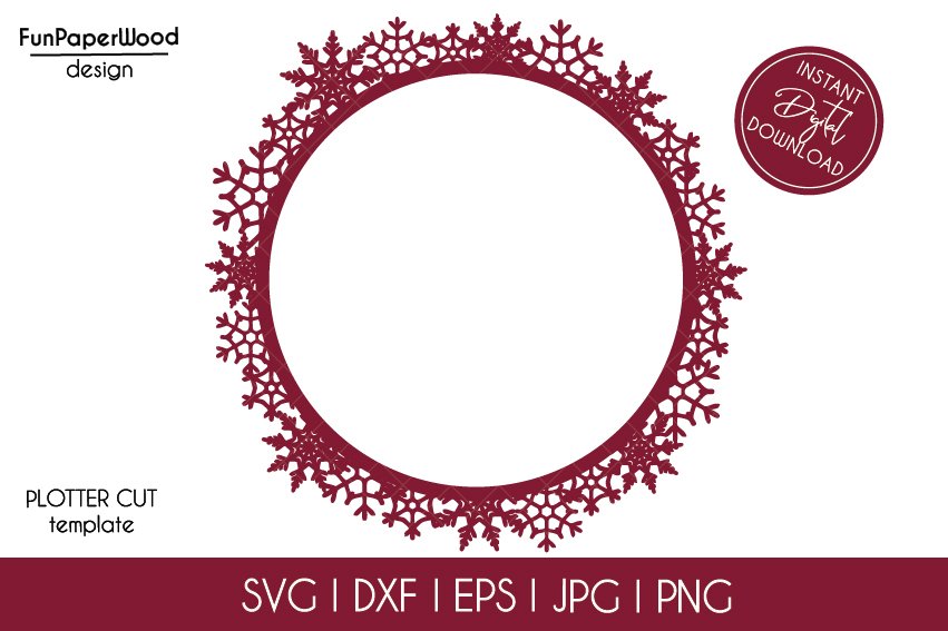 30 Christmas Snowflake Wreath SVG DXF Cricut ShilhouetTE view 3