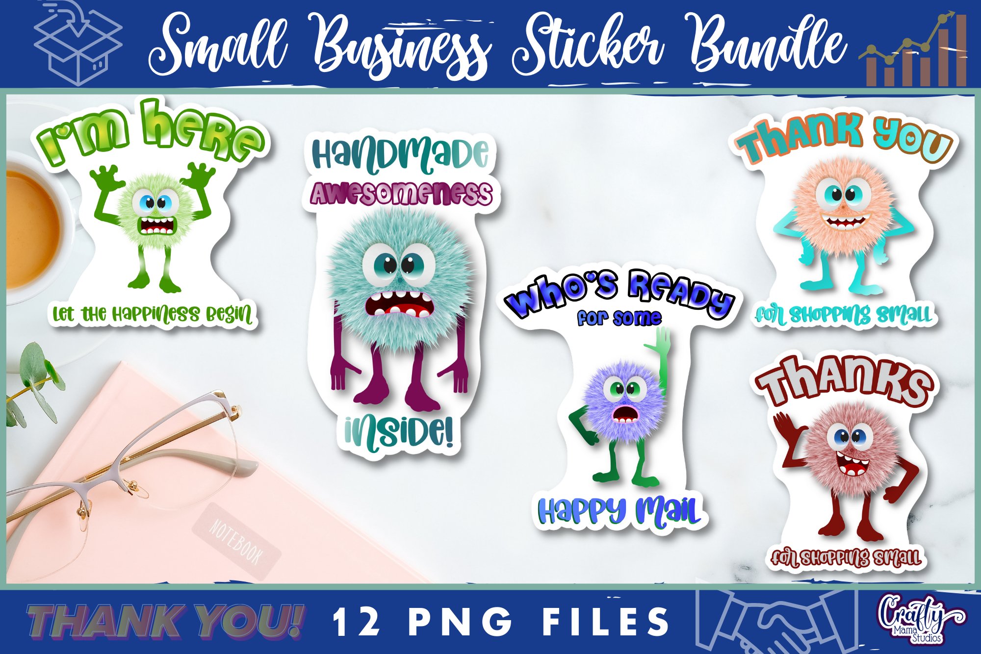 Small Business Stickers Bundle | Monster Packaging Stickers view 2