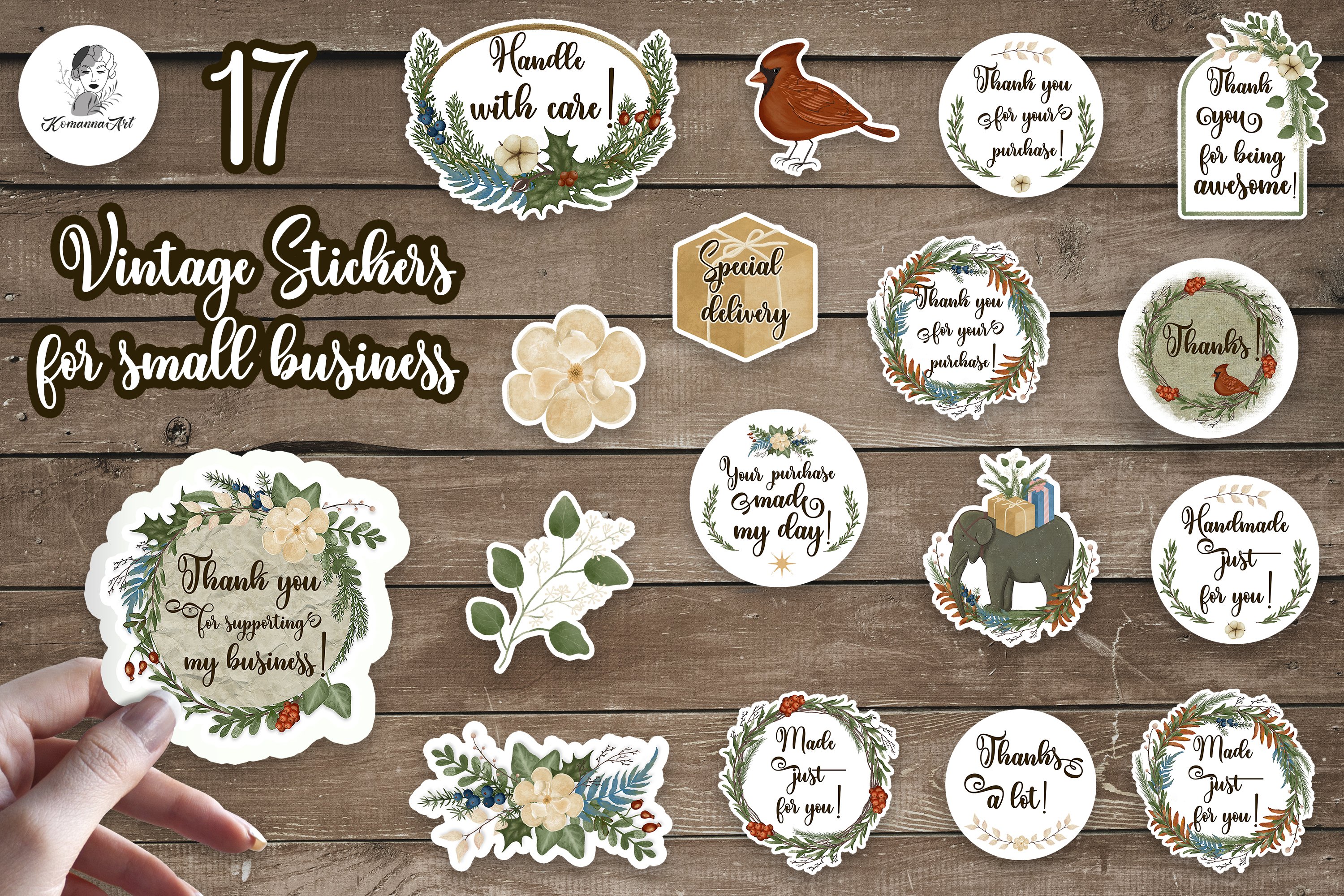 Thank you stickers Printable | Vintage stickers business