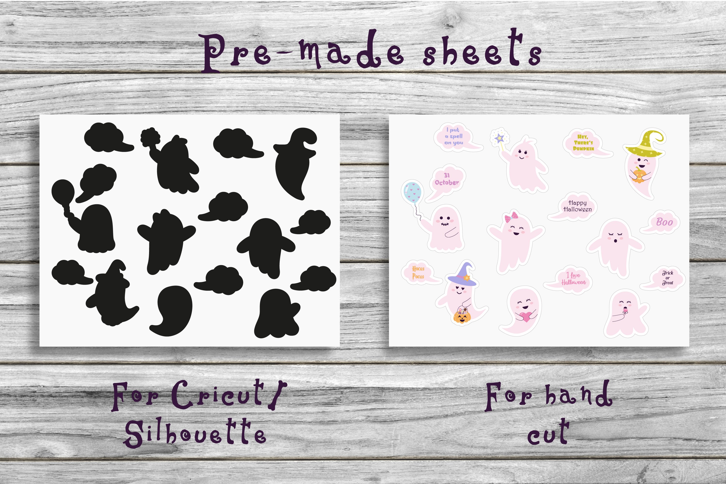 Pink ghosts and speech bubbles stickers view 3