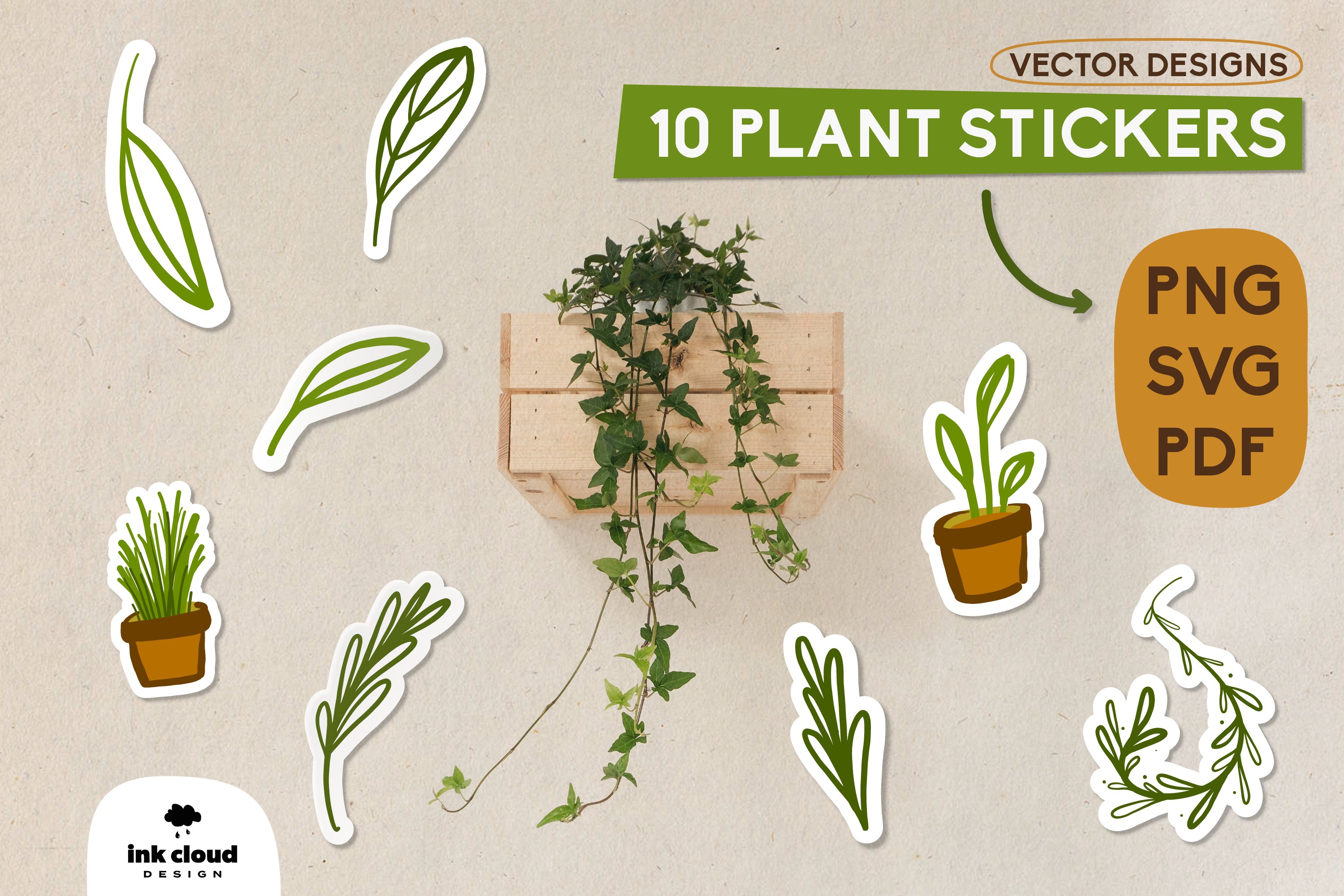 Leaf Plant Nature Stickers Vector Cricut Labels Sublimation