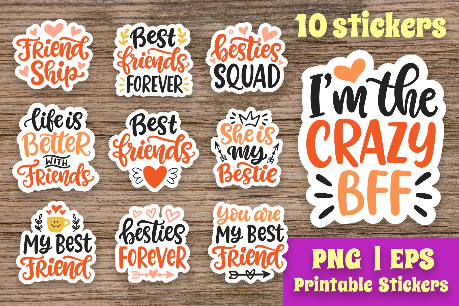 Friendship 10 Printable Sticker Bundle | Best Friends