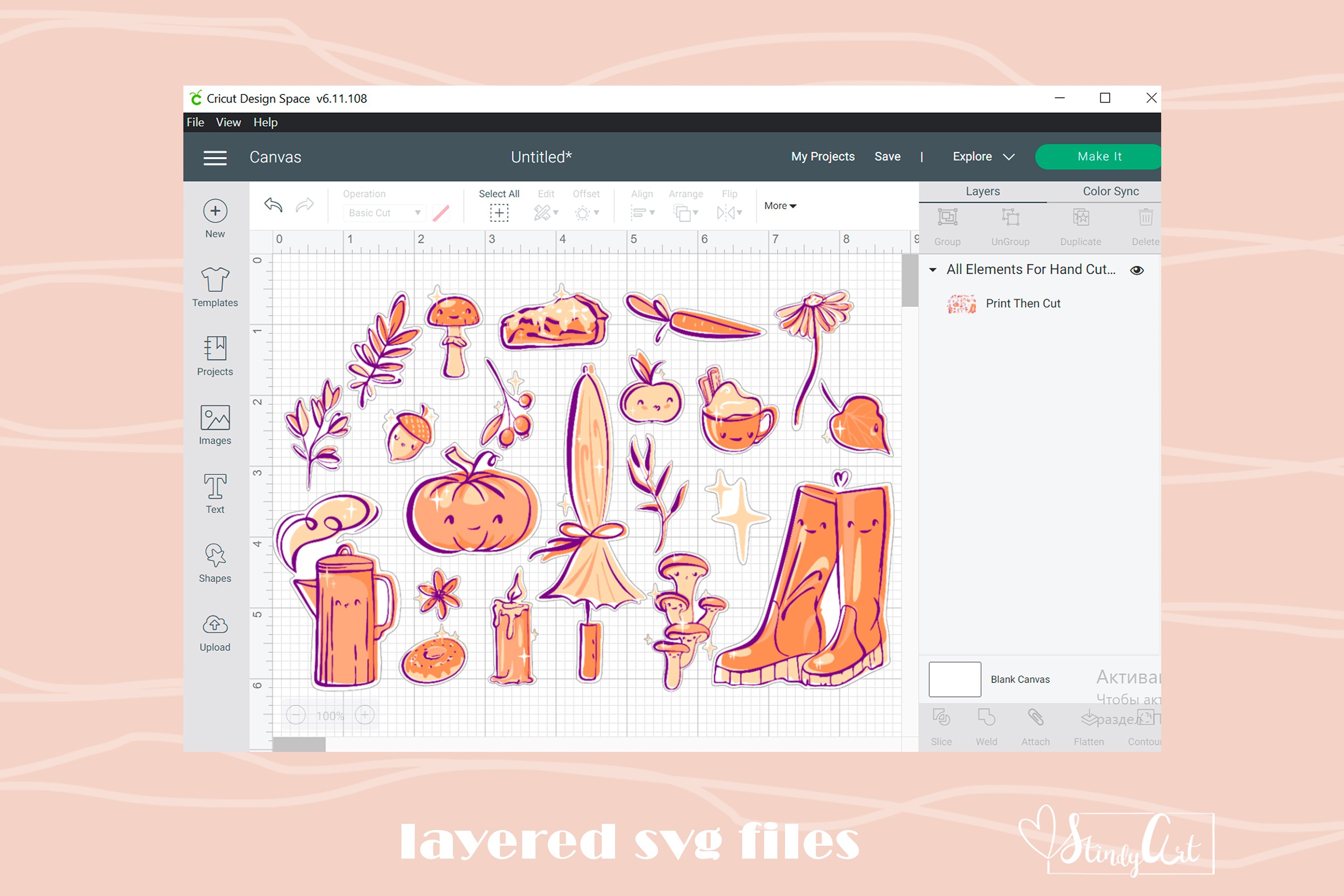 Fall Printable Sticker bundle - 21 png for print and cut view 3