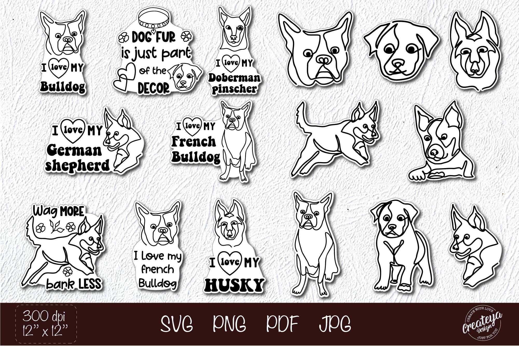 Dog sticker, Dog head stickers, Planner sticker dog, SVG view 3