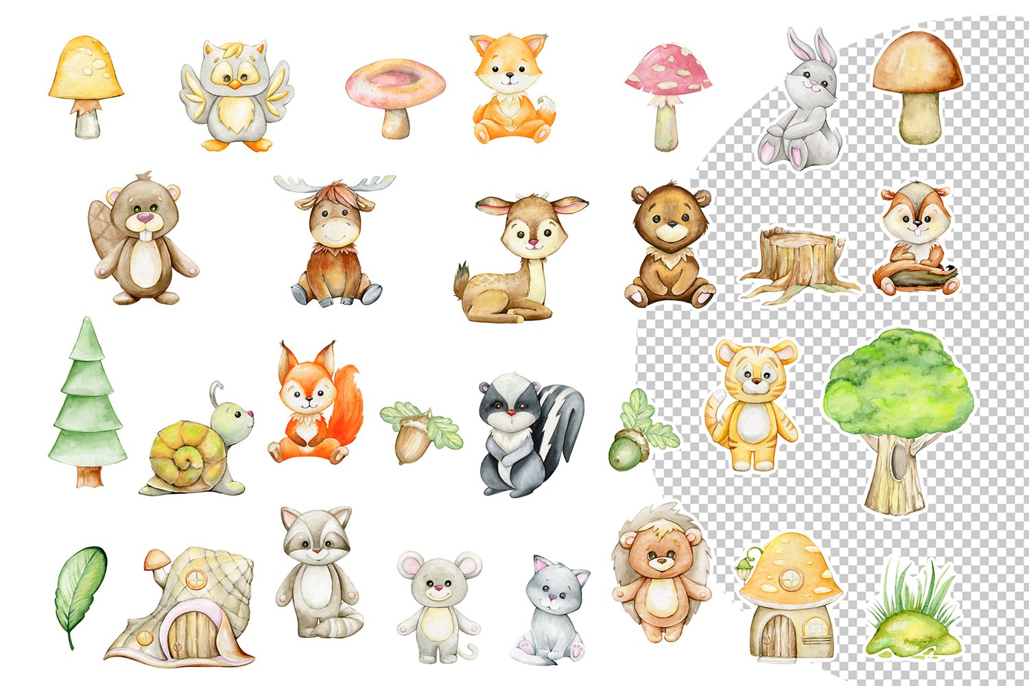 Stickers Woodland animals , forest animals Printable PNG view 2