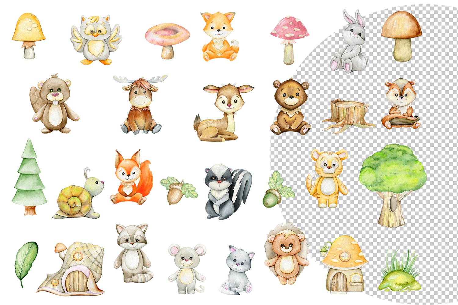 Stickers Woodland animals , forest animals Printable PNG view 3
