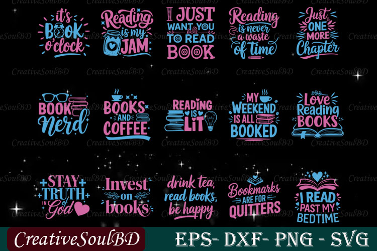 Book Bundle SVG Cut File, Book Lover Svg, Fantasy Book Svg,