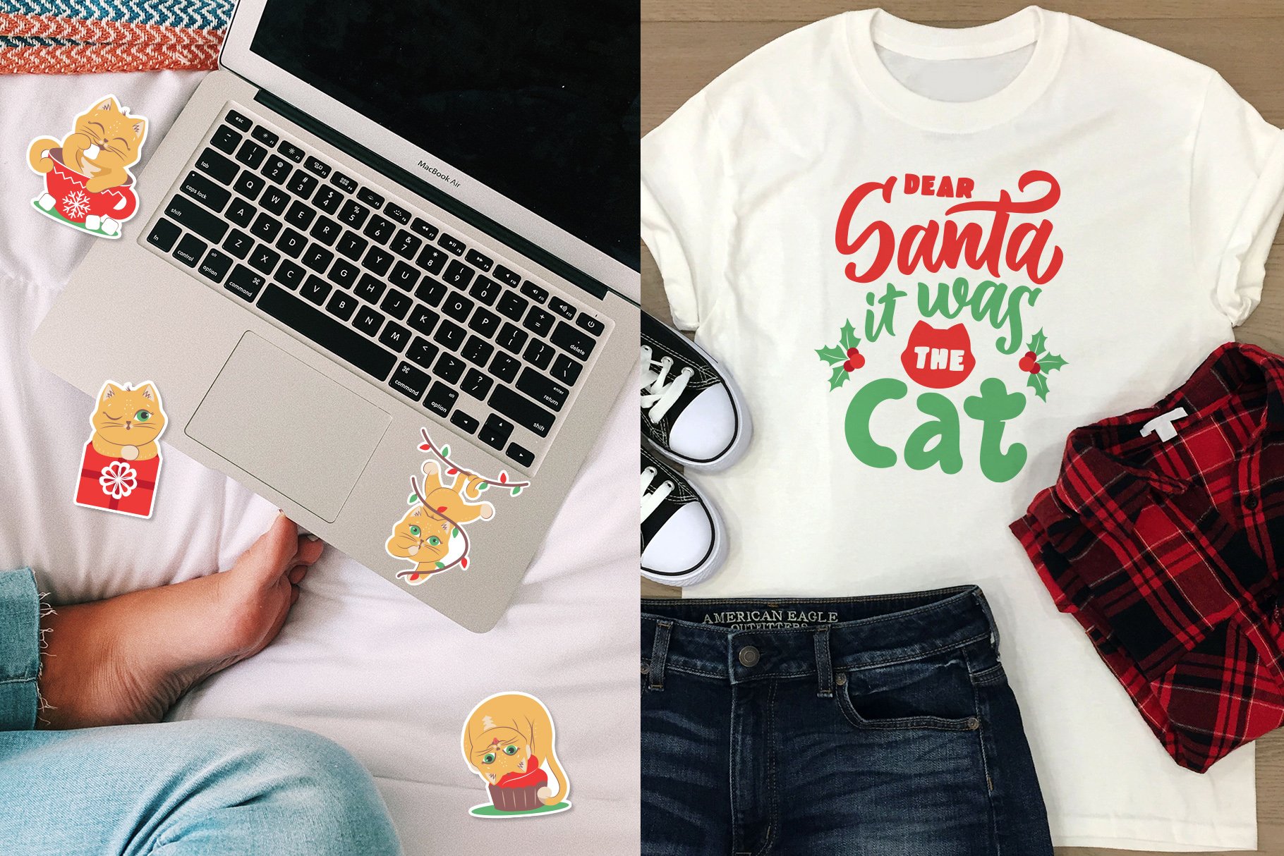 Cartoon Cats, quotes for Christmas. Printable stickers svg view 3