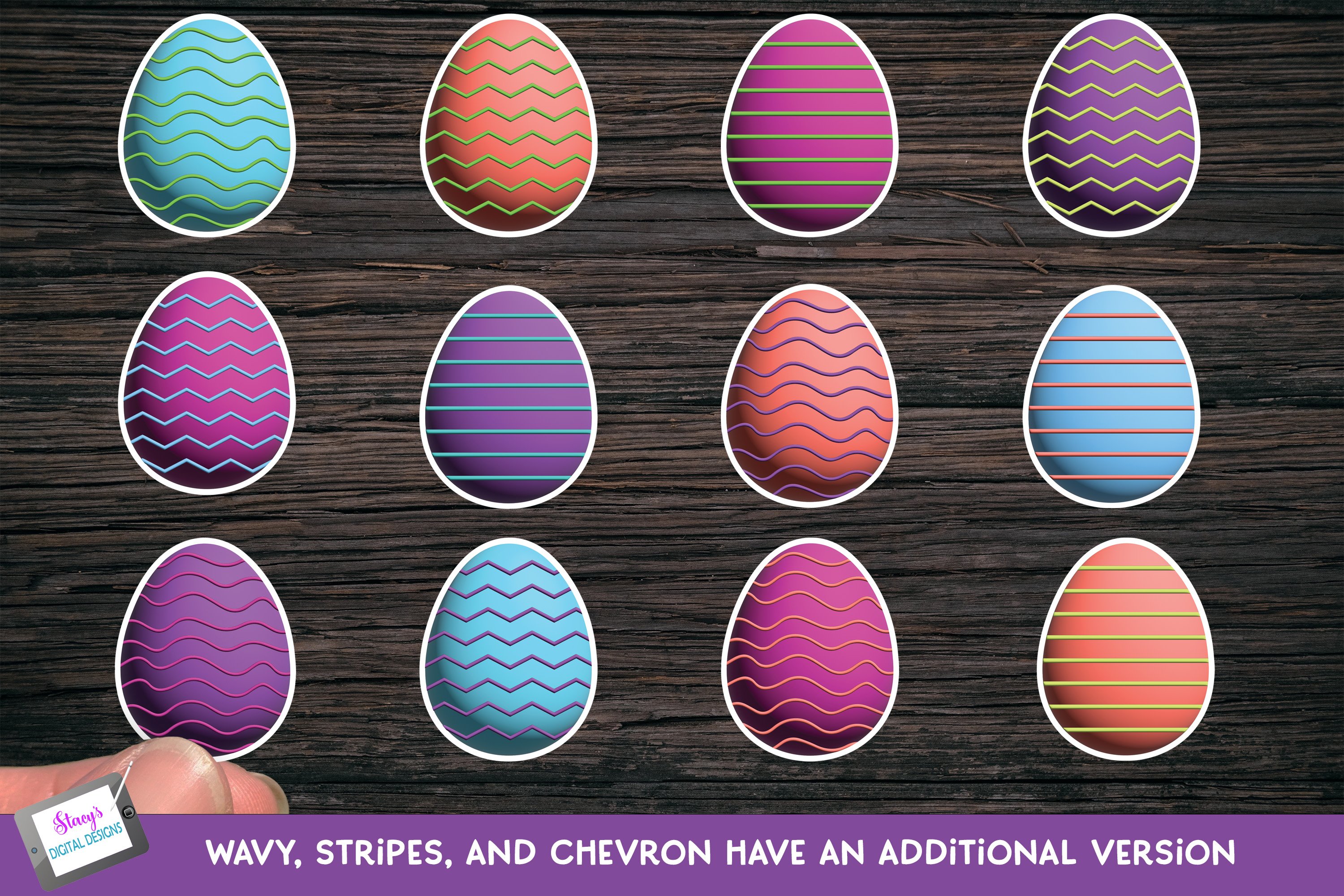 Easter Egg Sticker Bundle - 32 Printable Easter Egg Designs view 2