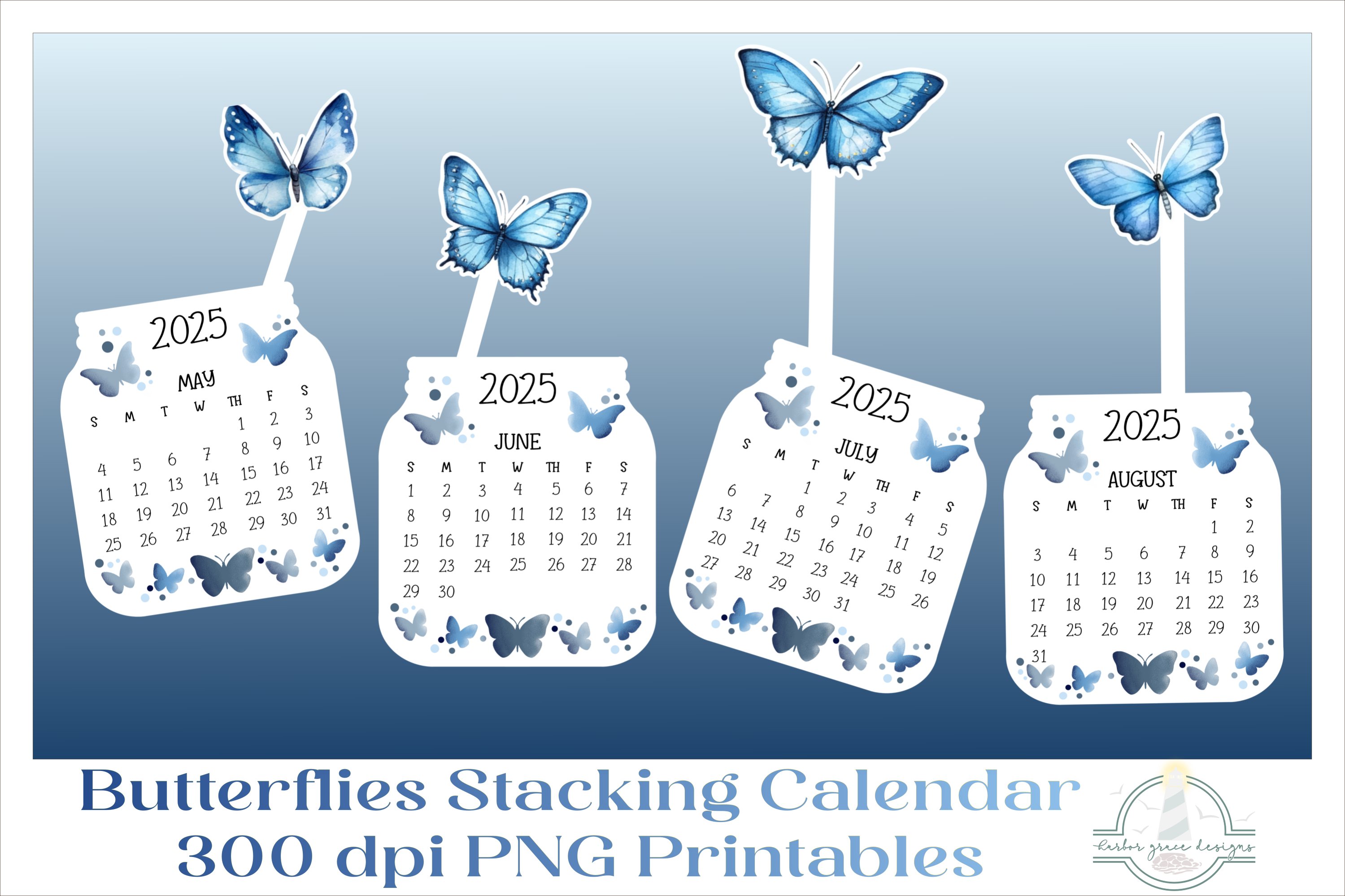 2025 Butterflies Calendar Desktop PNG, Print Then Cut files view 3