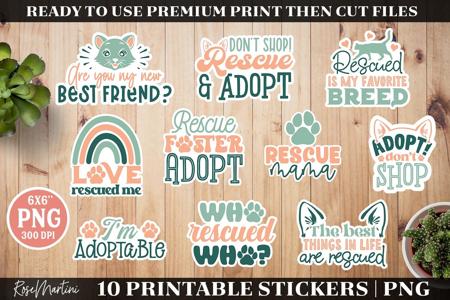 Pet Adoption Stickers Bundle I 10 Printable Stickers view 2
