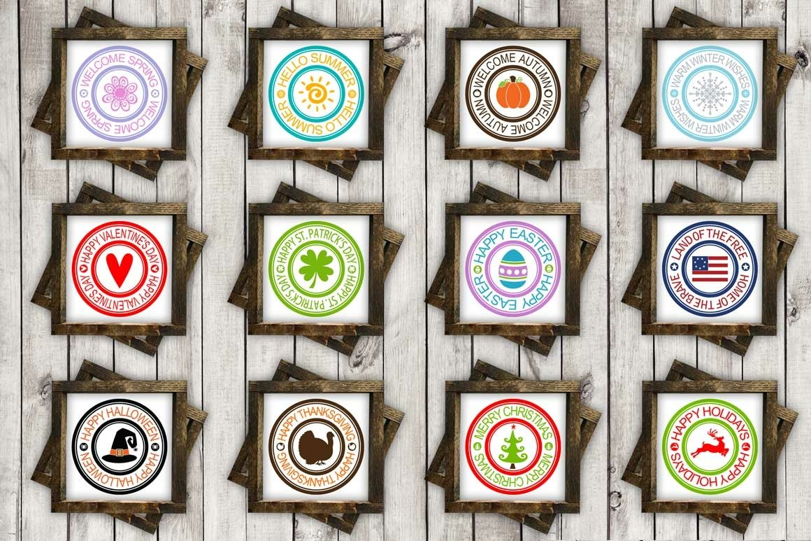 Holidays and Seasons Stamp Bundle| Round SVG Files view 3
