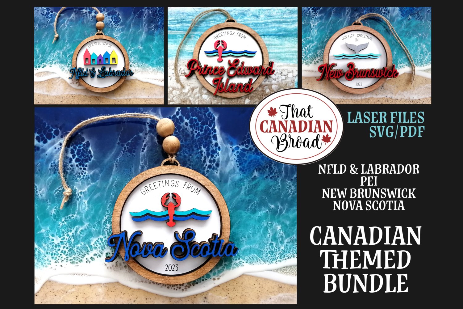 CANADIAN THEMED ornaments, car charms, tags, laser file view 3