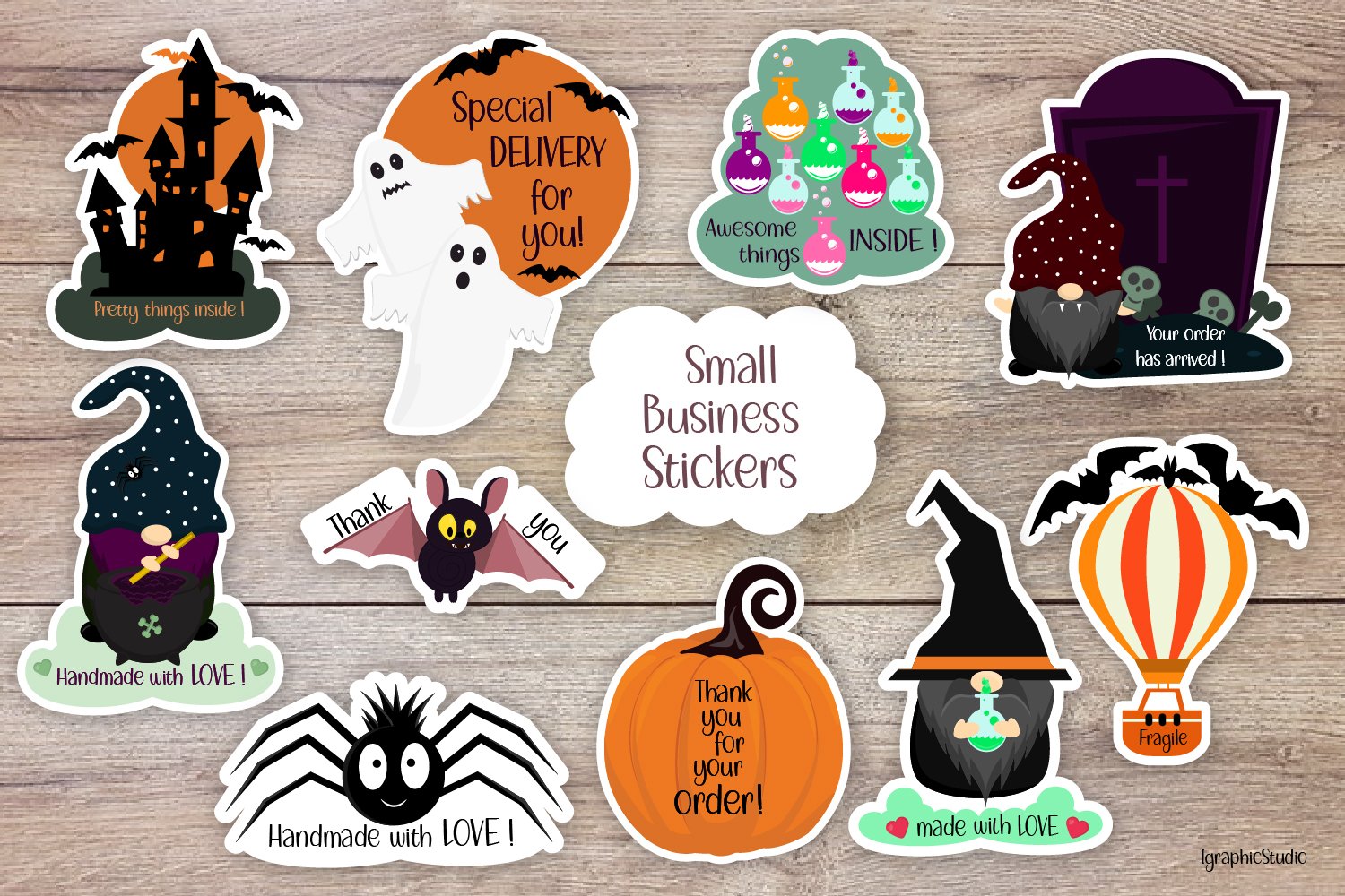 Halloween packaging stickers bundle, Business stickers