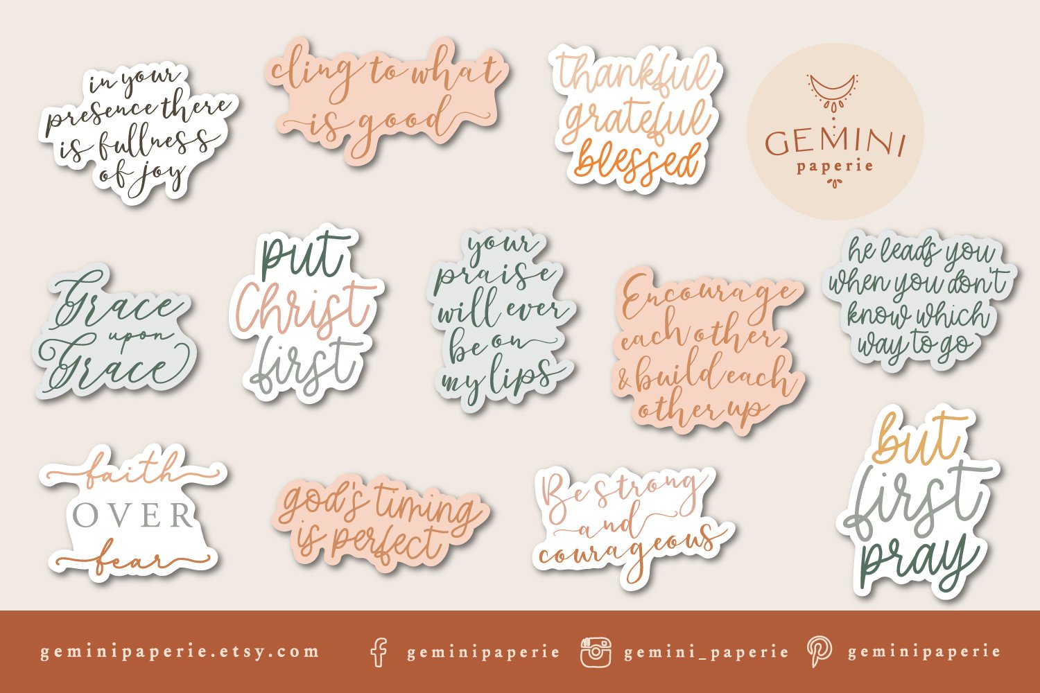 Religious sticker Bundle | Motivational Printable Stickers view 2