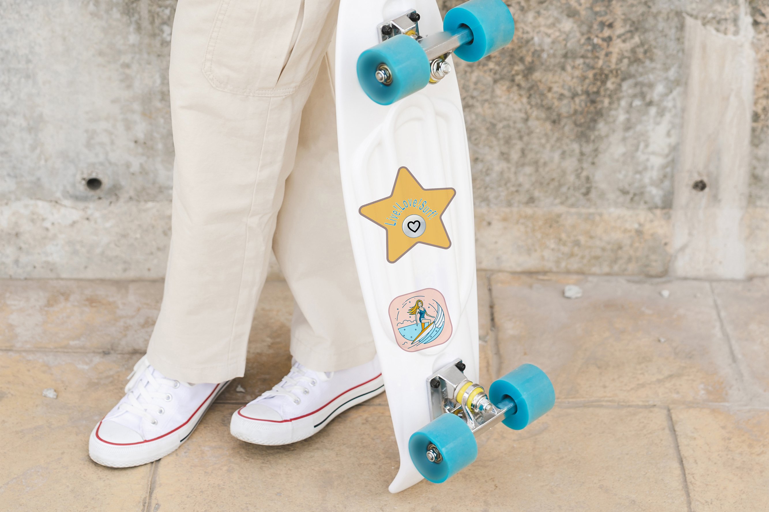 7 PNG surf stickers pack, dog surfer, girl surf sticker view 2