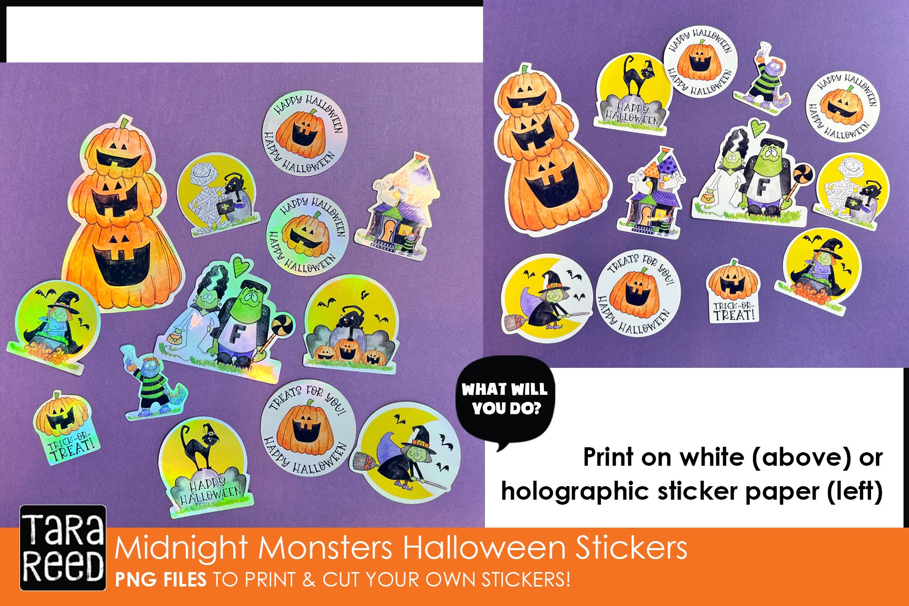 Cute Halloween stickers to print and cut - Midnight Monsters view 3