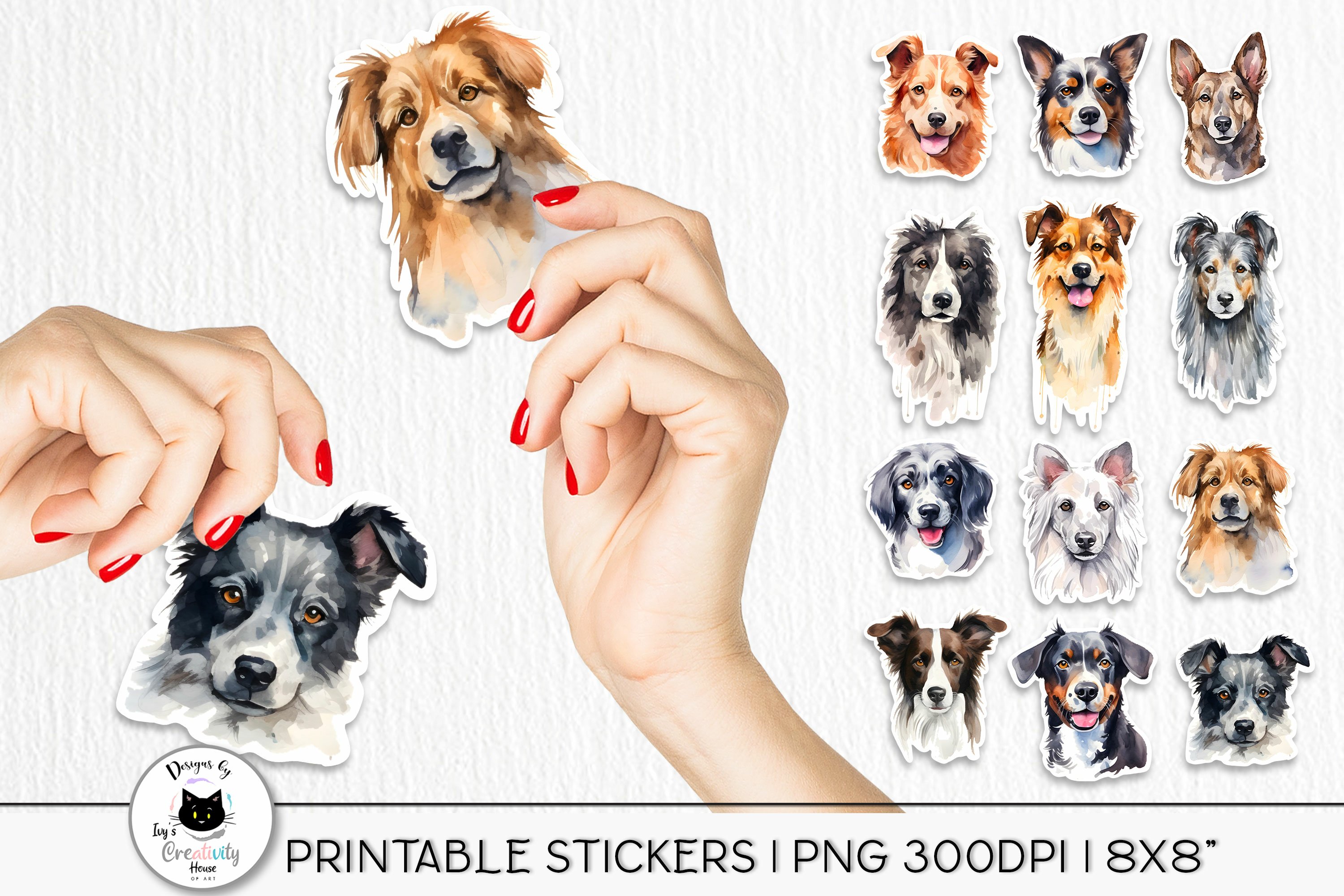Watercolor Dog Sticker Bundle | Rescue Dog Stickers view 3