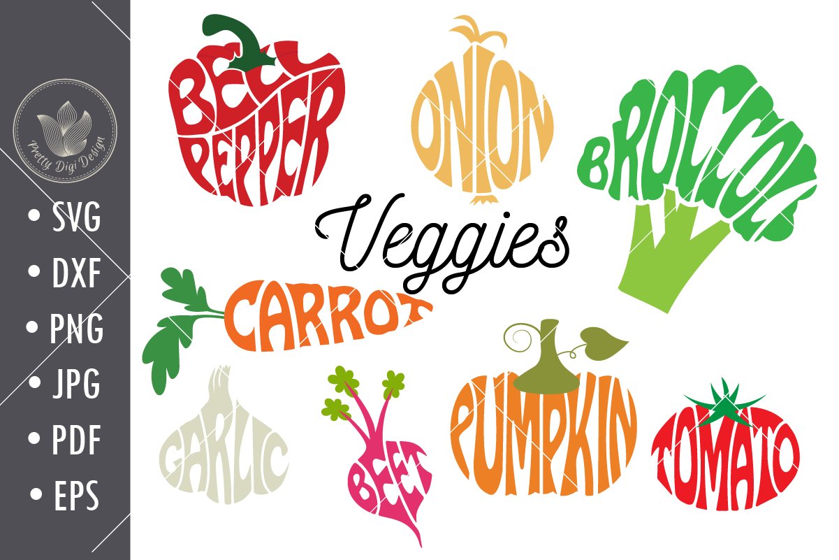 Vegetables Cut Files | Veggies Word Art